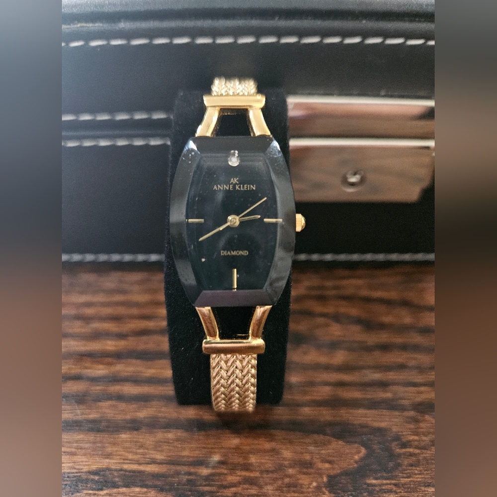 ANNE KLEIN WOMEN'S Diamond Accent Wrist Watch, Gold Tone